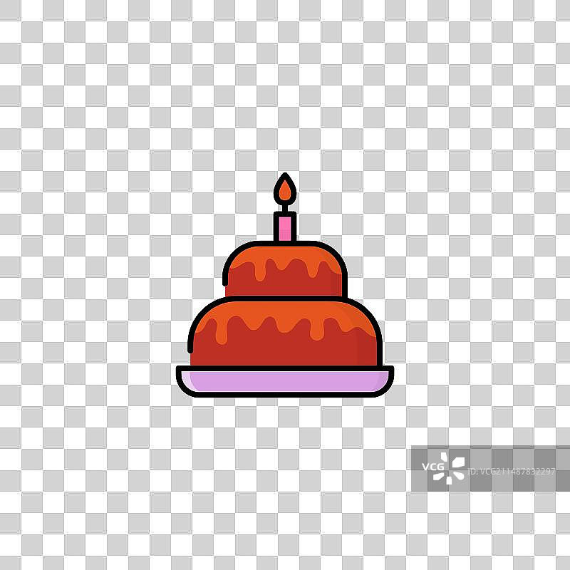 带有蜡烛设计的生日蛋糕面包店logo图标图片素材