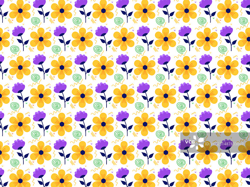 黄色和紫色兰花小花背景图片素材