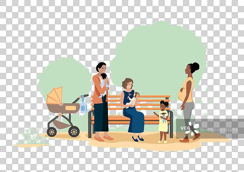 人们在公园里行走图片素材