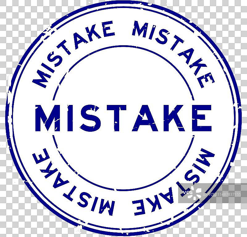 蓝色Grunge风格错误文字圆形橡胶印章图片素材