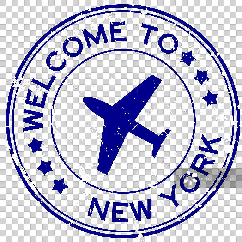蓝色Grunge风格欢迎来到纽约与飞机图片素材
