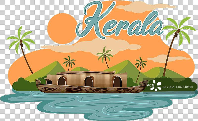 印度喀拉拉邦的船屋图片素材