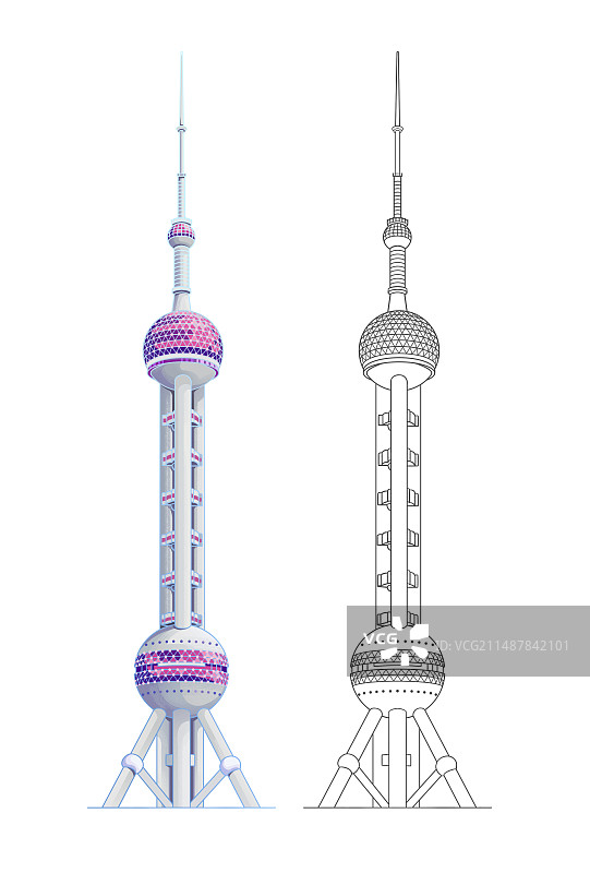 上海地标建筑东方明珠塔图片素材
