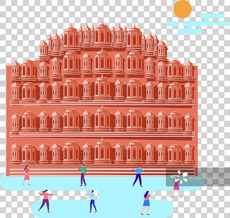 拉贾斯坦邦旅游：哈瓦 Mahal及游客图片素材