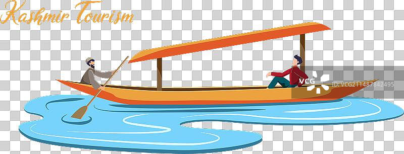 喀什米尔旅游达尔湖孤舟图片素材