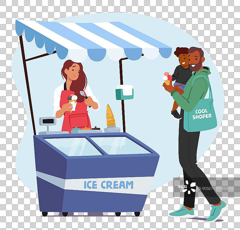 彩色冰淇淋女售货员图片素材