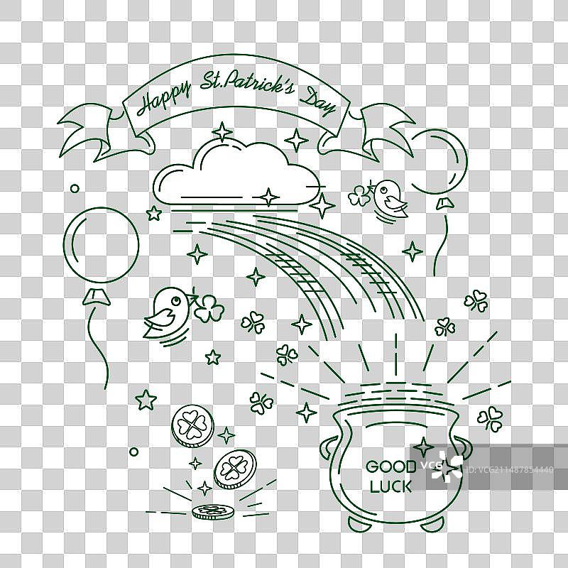 绿野小精灵与圣帕特里克节金罐图片素材