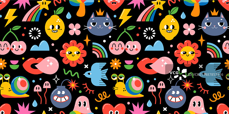 可爱的彩虹时髦角色图案图片素材