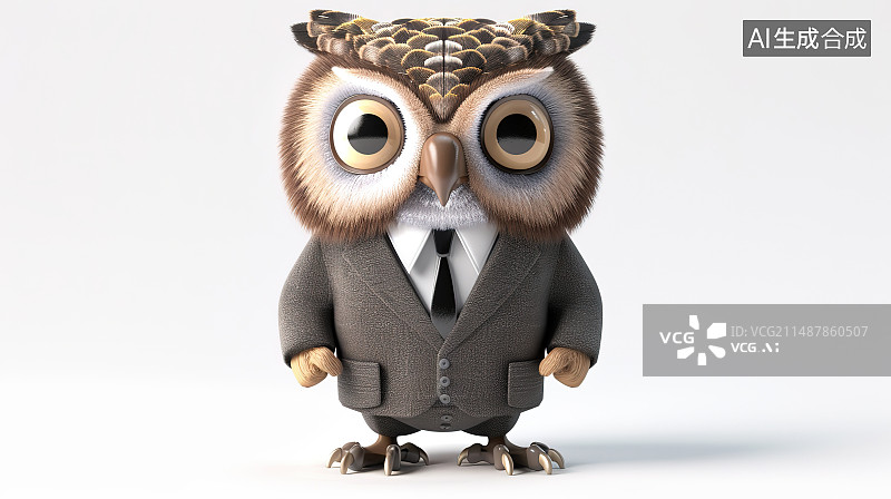 【AI数字艺术】白色背景下的猫头鹰特写镜头图片素材