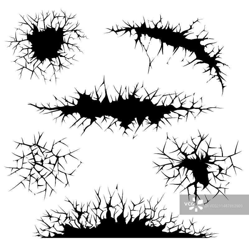地面和墙壁上的裂缝图片素材
