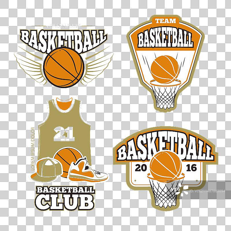 复古篮球团队徽标标签图片素材