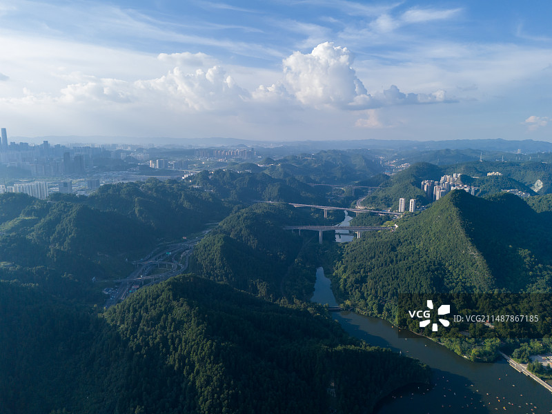 贵阳市云岩区黔春立交桥航拍视角图片素材