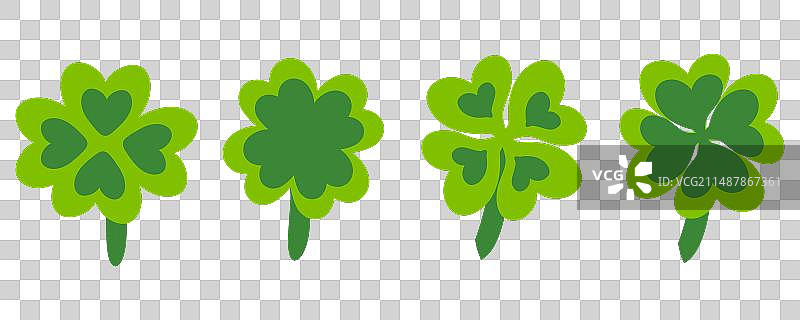 心形四叶草植物合集图片素材