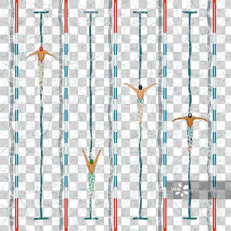 游泳池中的游泳者图片素材