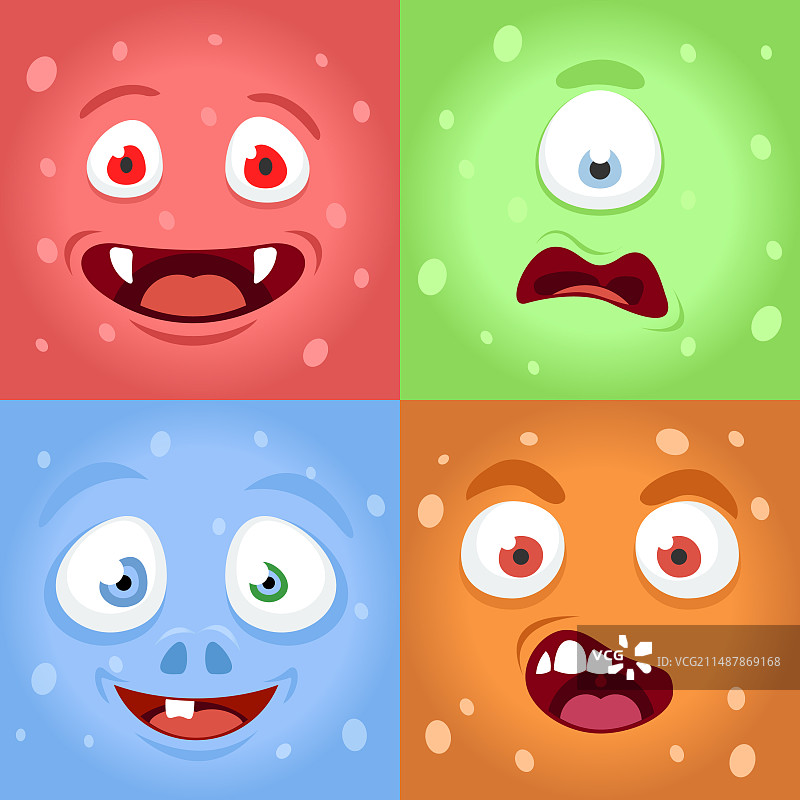 卡通怪兽面部表情图片素材