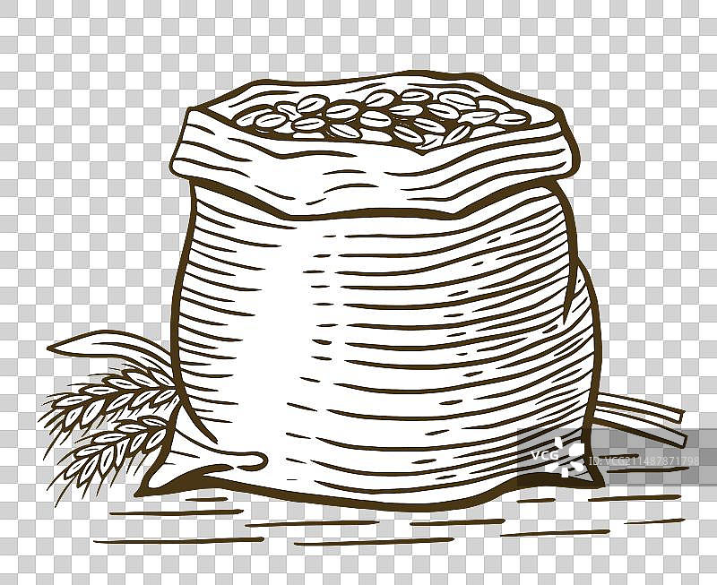 手绘小麦谷物袋图片素材