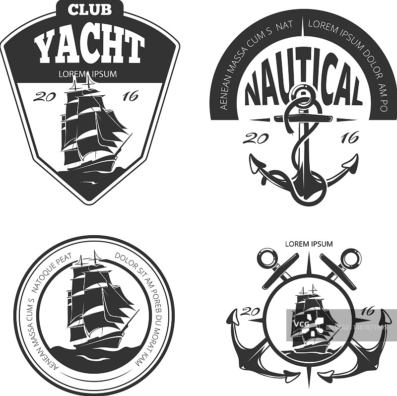 复古航海标志标签和徽章图片素材