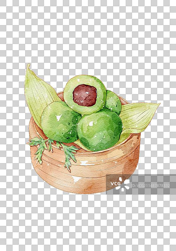 青团水彩插画清明节图片素材