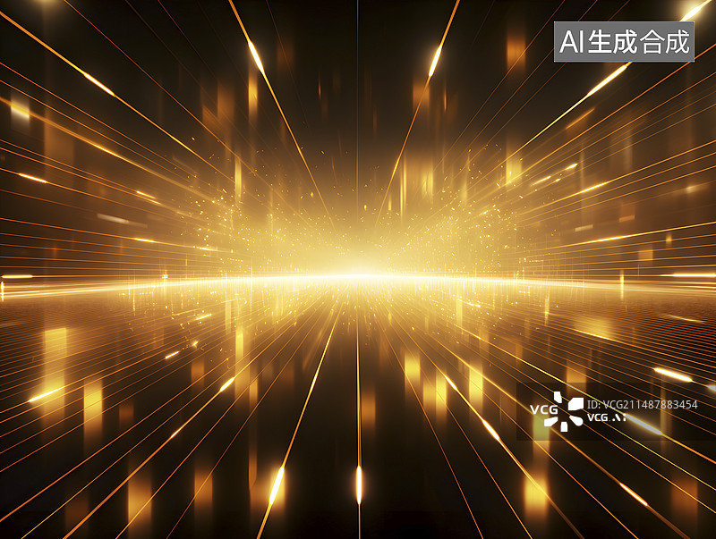 【AI数字艺术】黑色背景金色直线条图片素材