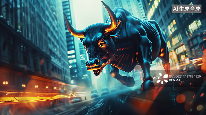 【AI数字艺术】牛市股票金融概念背景图片素材