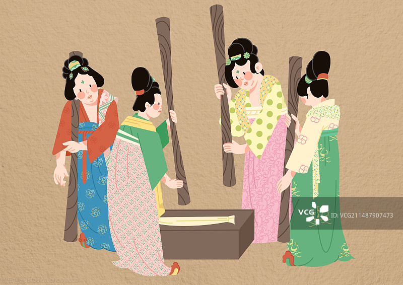 唐朝仕女图图片素材