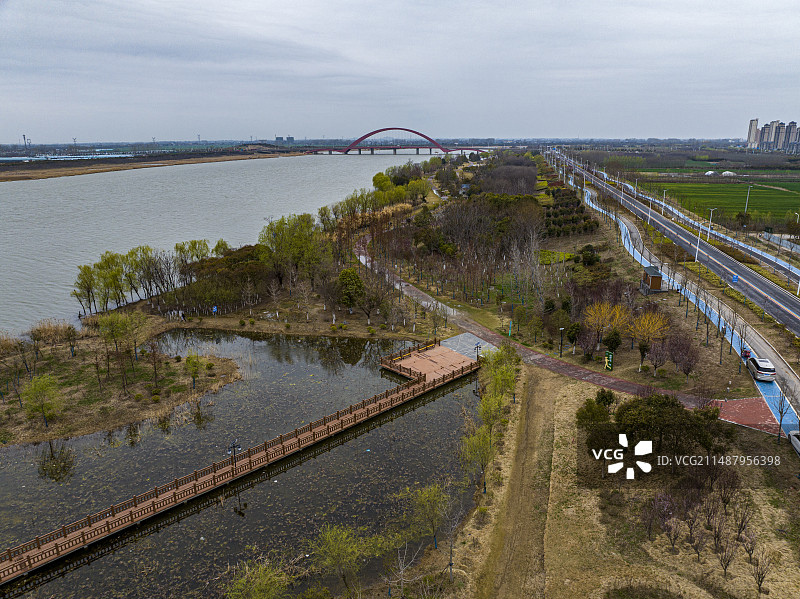 航拍安徽省宿州市灵璧县网红桥图片素材