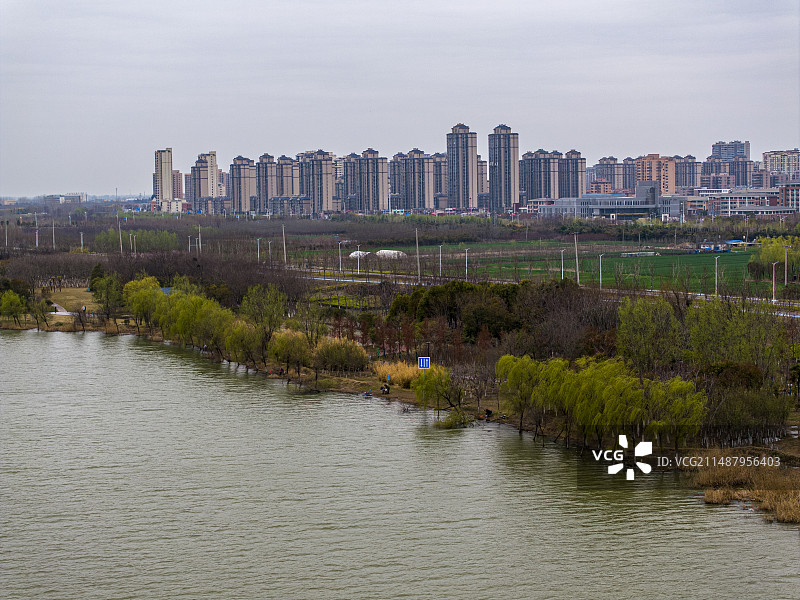 航拍安徽省宿州市灵璧县网红桥图片素材