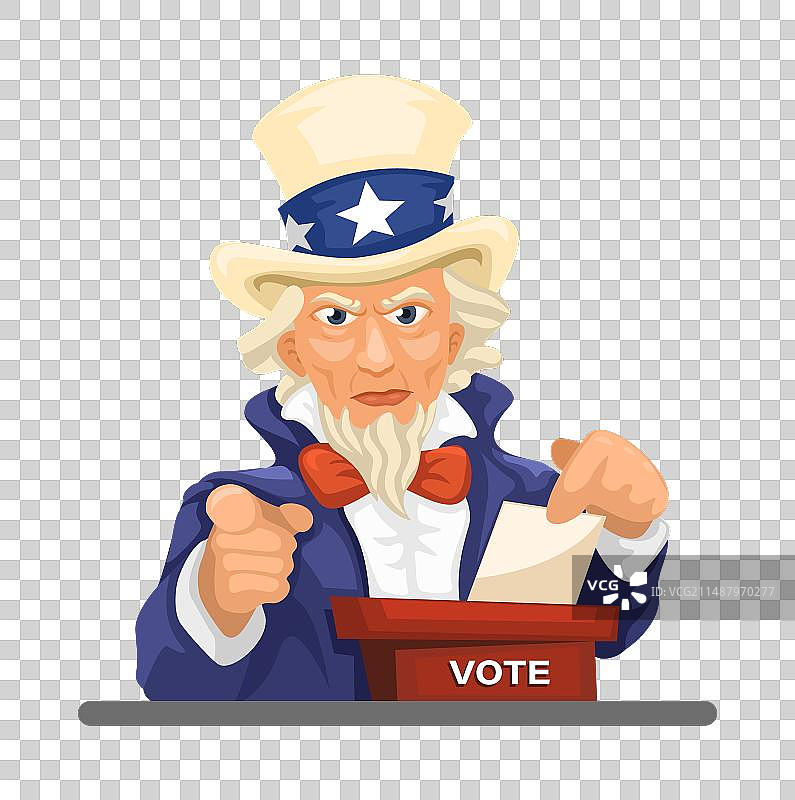 山姆大叔呼吁投票美国选举日吉祥物图片素材