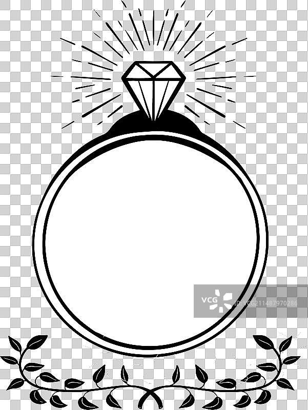 手绘钻石结婚戒指图片素材