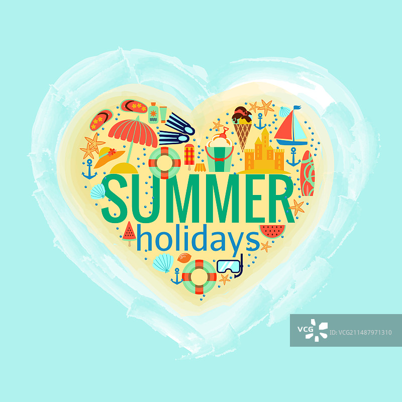 夏季假期心形海报图片素材