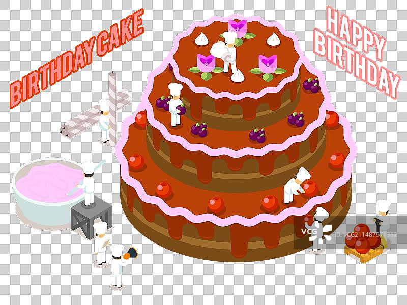 2.5D人物装饰生日蛋糕图片素材