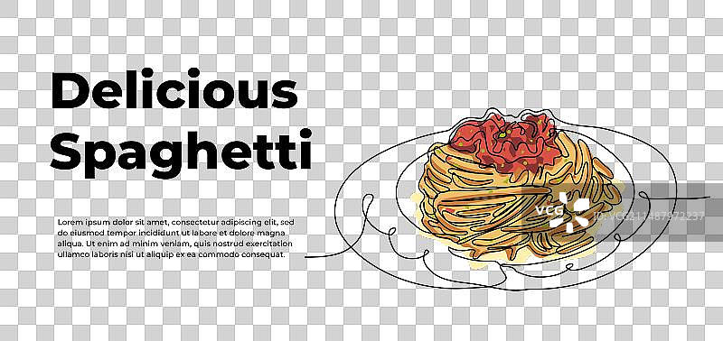 意大利面单线设计餐厅图片素材