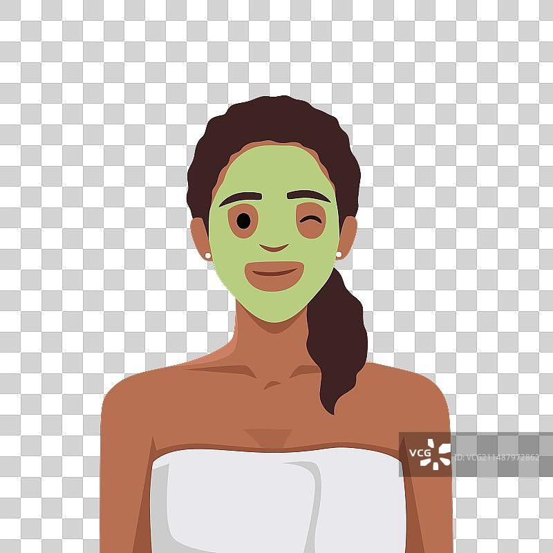 敷着面膜的微笑女孩图片素材