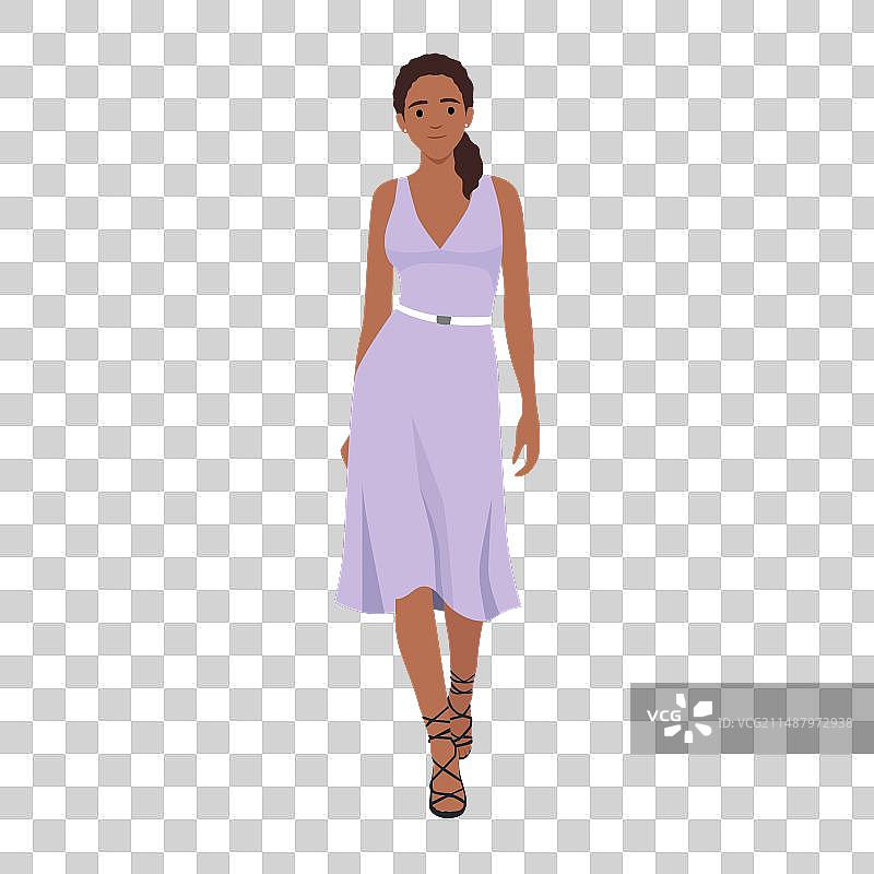 穿着紫色或薰衣草色短裙的商务黑人女性图片素材