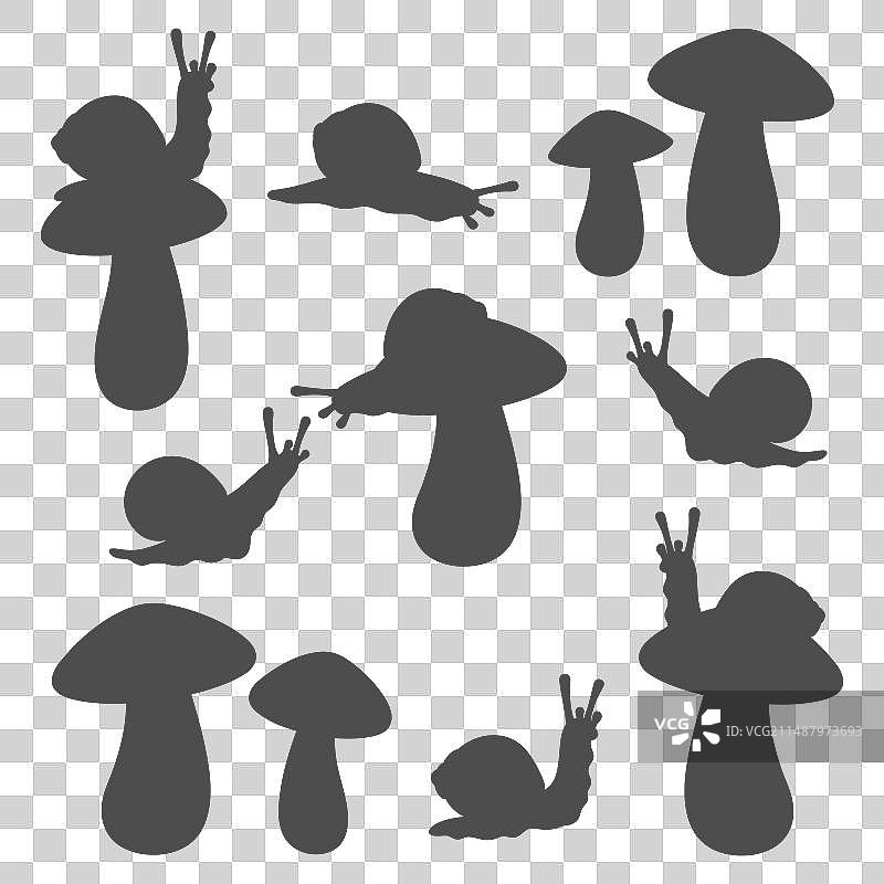 蜗牛和蘑菇合集图片素材