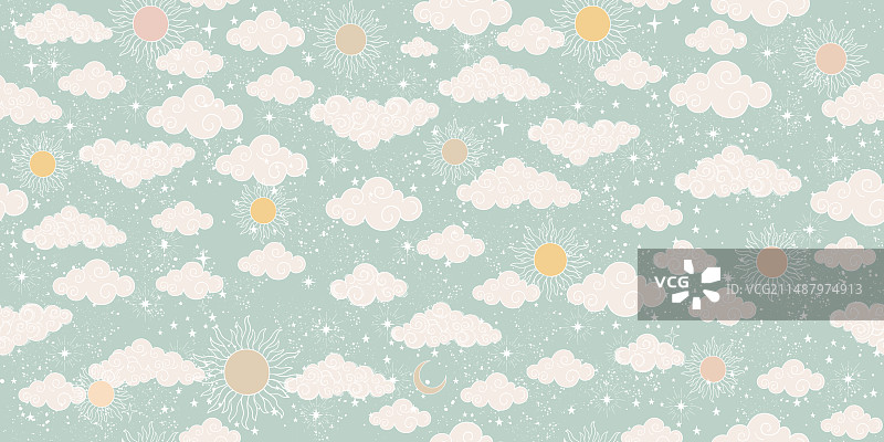 日月星辰无缝图案图片素材