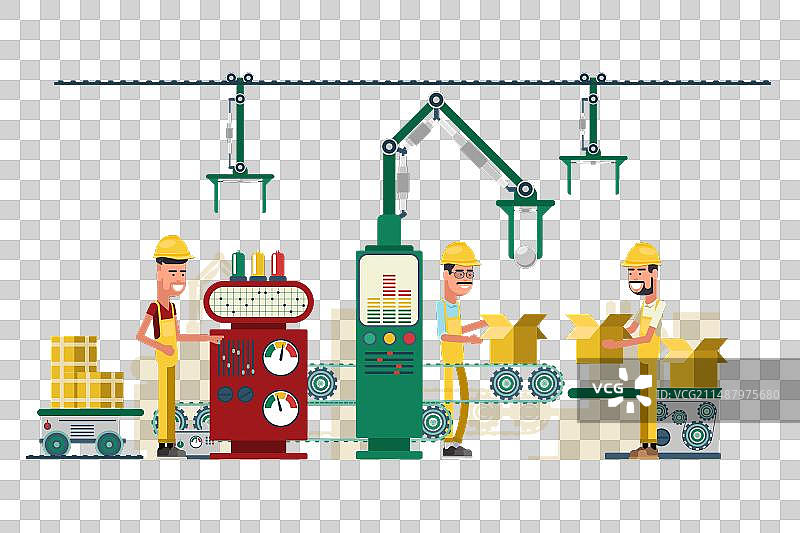 工厂生产传送带与工人图片素材