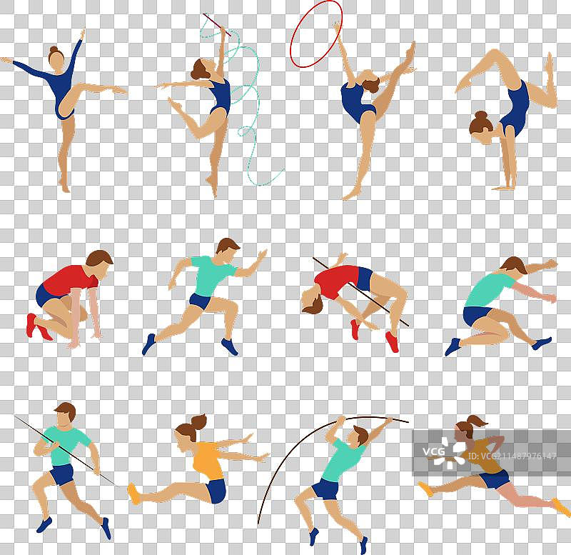 白色背景上的奥运运动员剪影图片素材