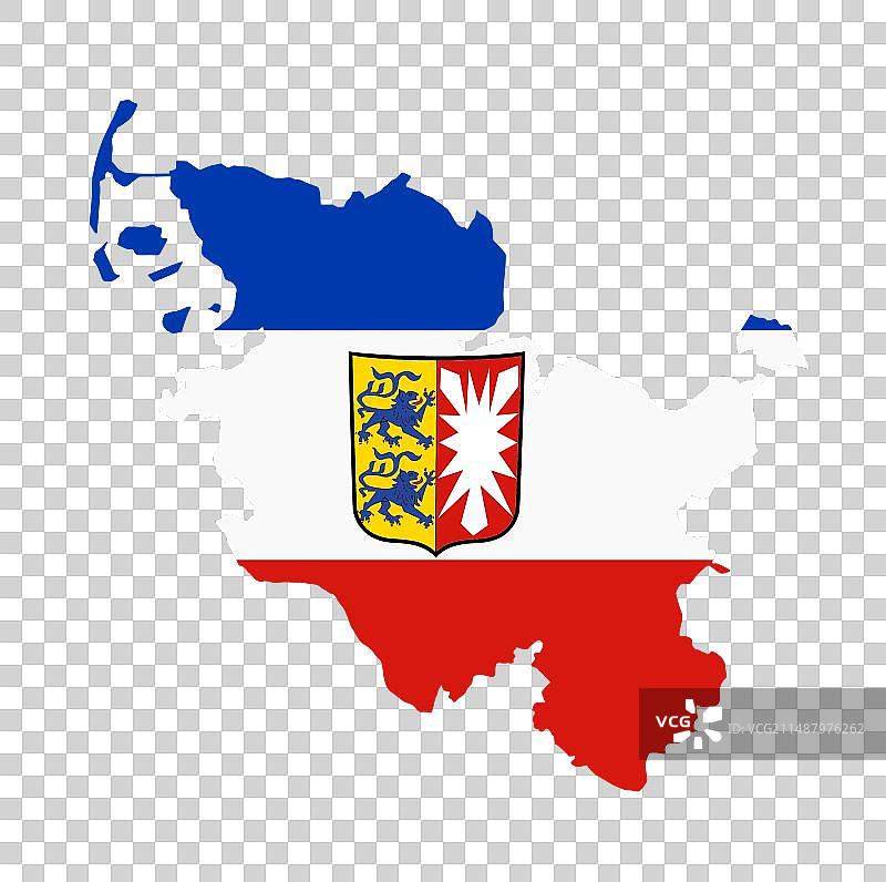 石勒苏益格-荷尔斯泰因州地图旗帜剪影图片素材