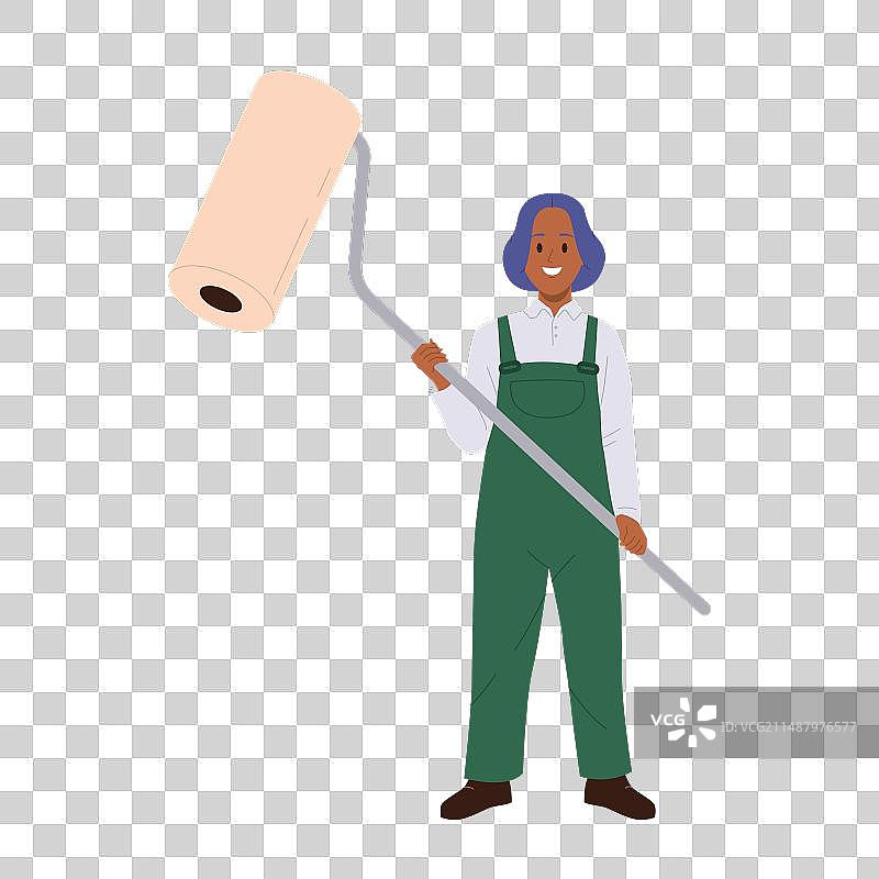 年轻女画家卡通形象图片素材