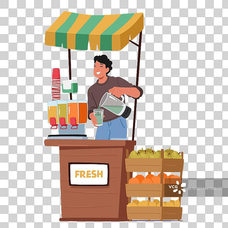 销售员熟练地倾倒新鲜饮料图片素材