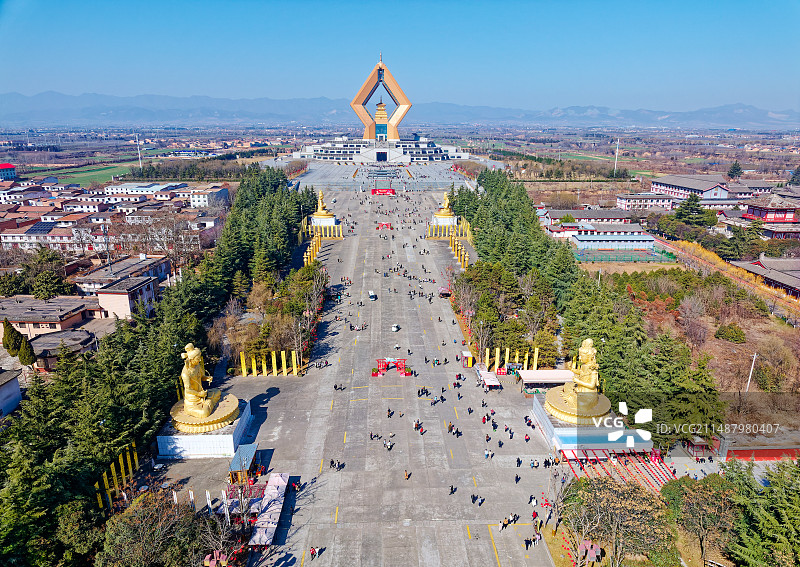 航拍陕西宝鸡扶风法门寺佛教文化景区图片素材