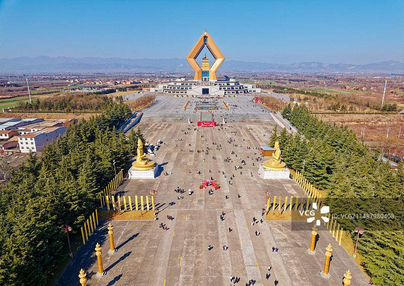 航拍陕西宝鸡扶风法门寺佛教文化景区图片素材