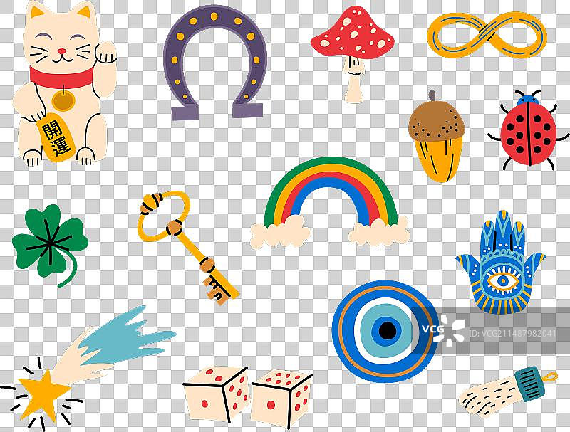 卡通彩色幸运符护身符图标图片素材