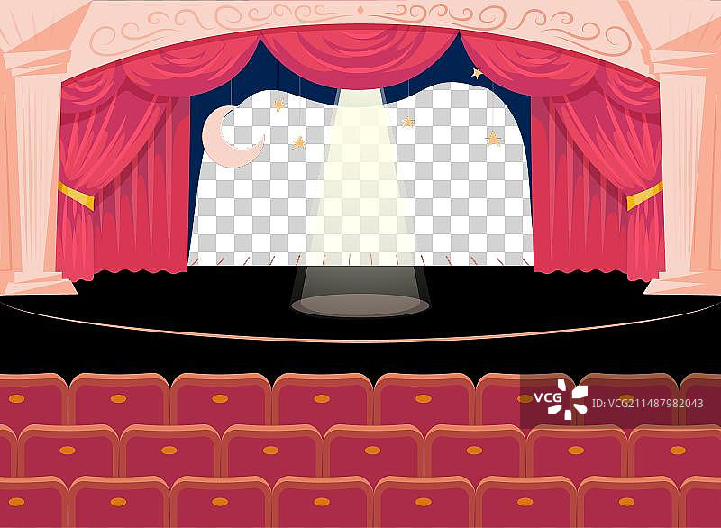 卡通彩色空旷的剧院舞台内部图片素材