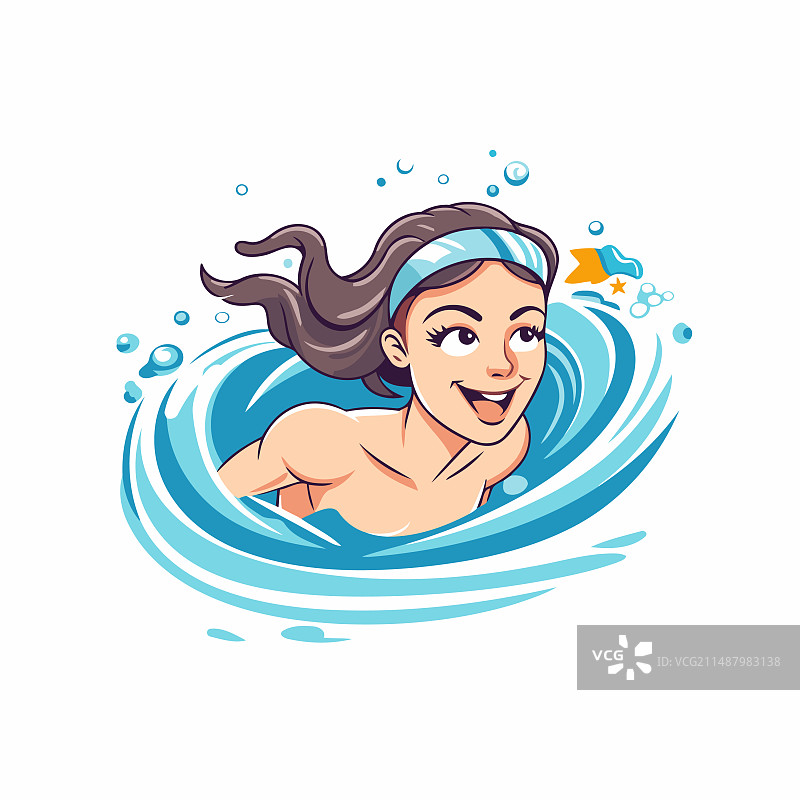 快乐的女人在游泳池游泳图片素材