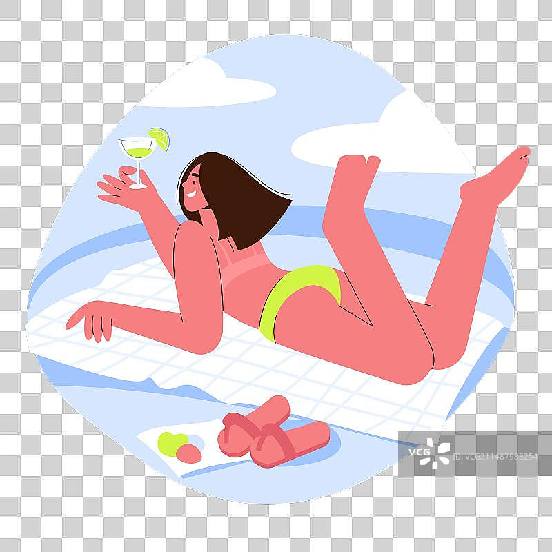 在海滩度假村的女孩图片素材