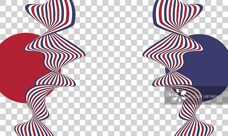 白色背景上的垂直扭曲条纹丝带图片素材