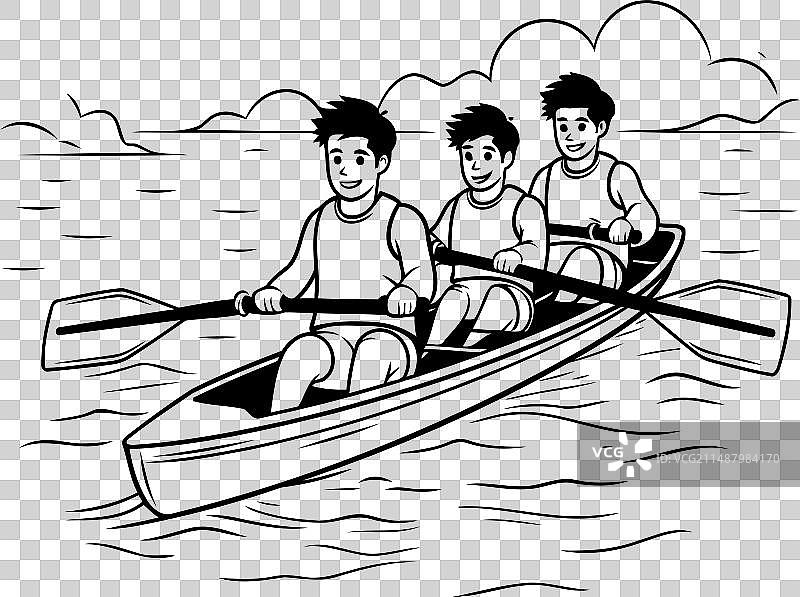 划船男子组合图形设计图片素材