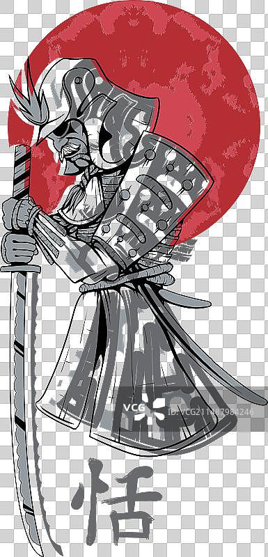 武士主题T恤设计图片素材